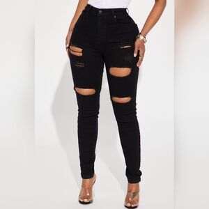 Fashion Nova Black Ripped Jeans